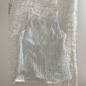 Pretty Little Thing sheer open back sequin top